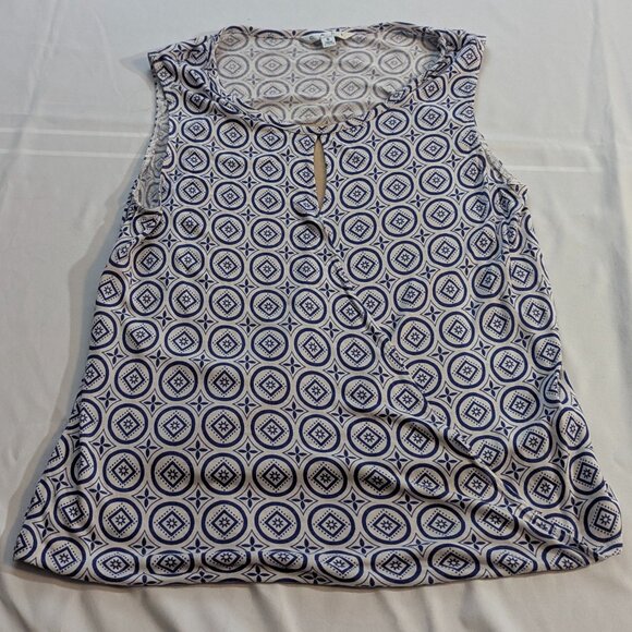CAbi Size Small Sleeveless Navy and White Crossover Top - Picture 11 of 15